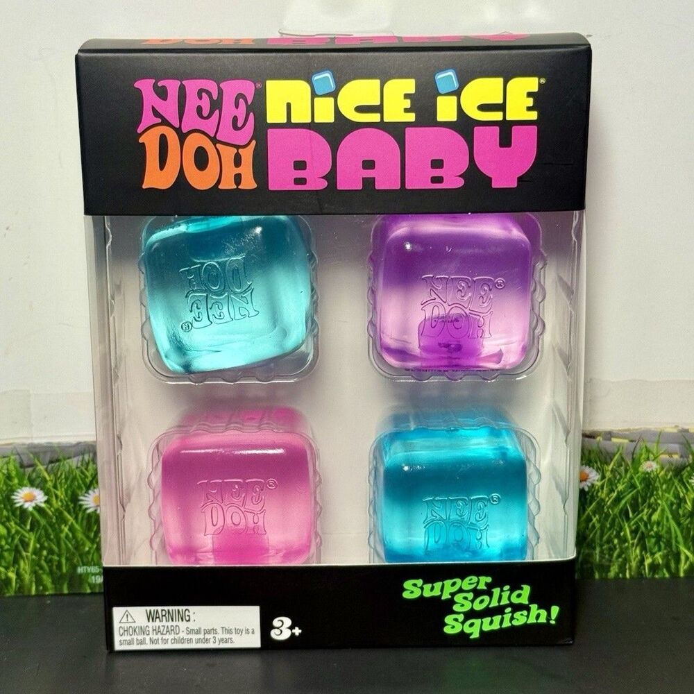 Nee Doh Nice Ice Baby Cubes - Super Solid Squish! - Brand New/Sealed 4 Pack